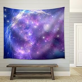 Purple Space Nebula - Fabric Wall Tapestry Home Decor - 51x60 inches
