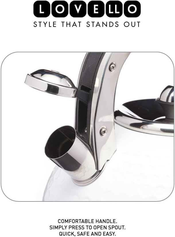 KitchenCraft Lovello Textured Induction-Safe Stove-Top Whistling Kettle, 2.5 L (.5 gal) - Ice White, 2.5 Litres - Image 3