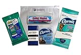Travel Bathroom Toiletry Kit with Travel Size Toilet Tissue, Seat Covers, Clorox Wipes and Charmin Freshmates
