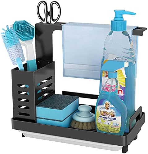 Kitchen Sink Caddy Organizer, Sponge Holder for Sink Soap Brush