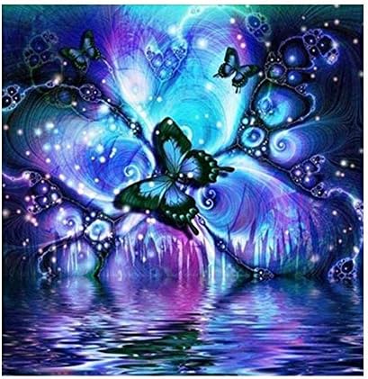 DIY 5D Diamond Painting Kits Full Drill, ACTIMEX Rhinestone Crystal Embroidery Pictures Cross Stitch for Home Wall Decoration Butterfly 30 * 30 cm (11.8 * 11.8inch)