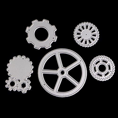 SCASTOE 5x Steampunk Cogs Gears Cutting Dies Stencils Scrapbooking Album Embossing Craft - Thumbnail 5