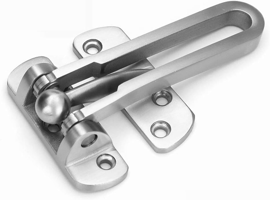V-CORME 304 Stainless Steel Door Chain Lock, Home & Hotel Security Door Lock, U-Swing Locks for Kids, Thicken Solid Duty Lock for Inside Door, Brushed Finish (U-swing Door Lock)
