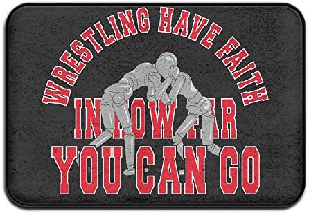 LINGLIII Wrestling Have Faith In How Far You Can Go Funny Monogram Doormat