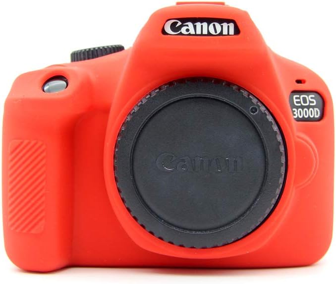 Yunchenghe Soft Silicone Bag Lightweight Slim Skin Rubber Protective Digital Camera Case Cover，for Canon EOS 3000D/4000D EOS Rebel T100 - Red