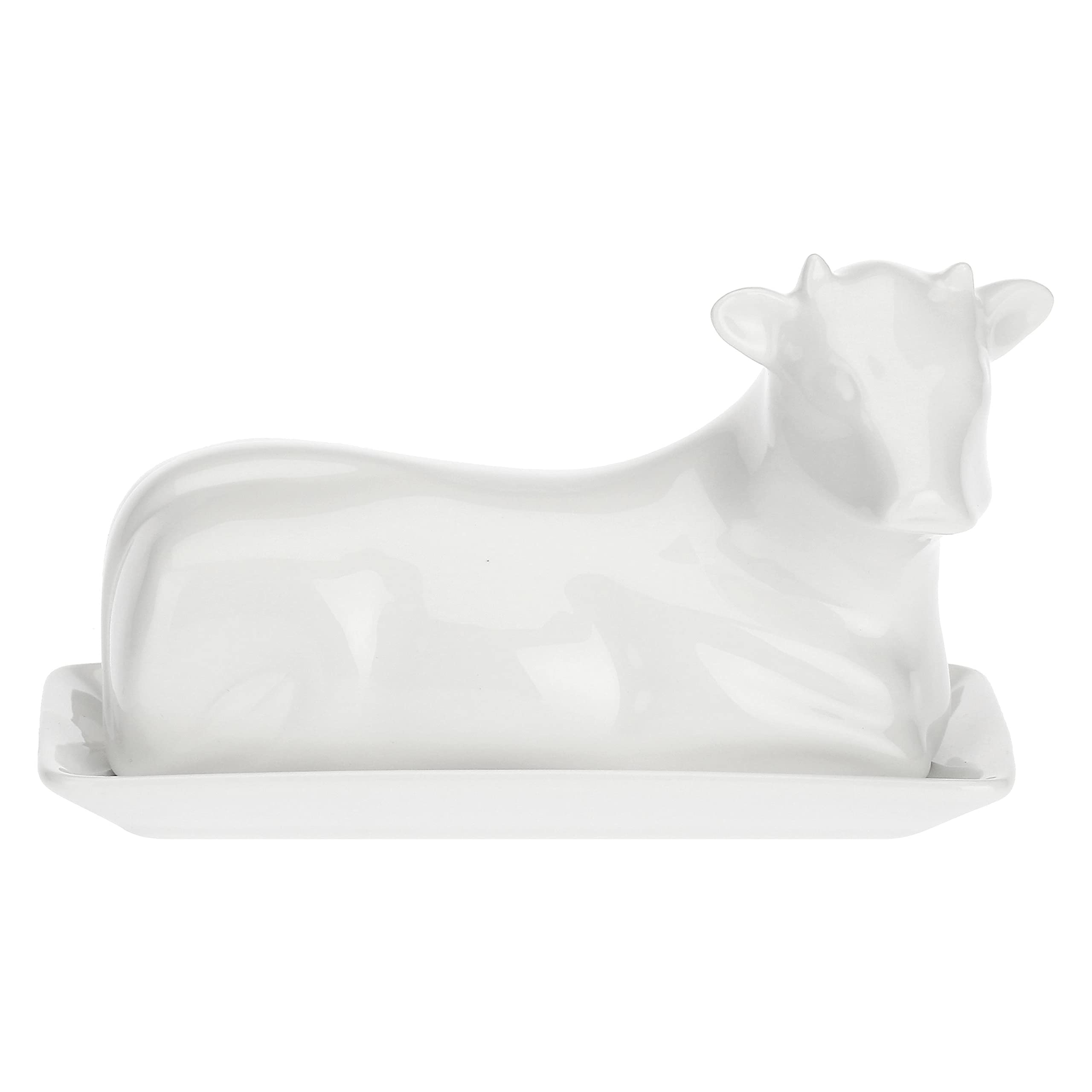 la Porcellana Mucchine Cow Butter Dish Gift Box, White, 18 cm