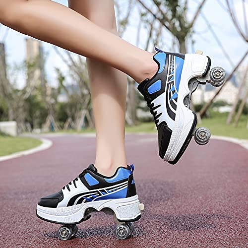 PLMOKN Deformation Roller Shoes Male and Female Skating Shoes