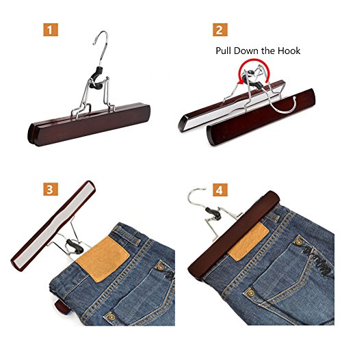 JS HANGER Skirt Hangers Non-Slip Wooden Collection Slack hangers, Walnut Finish, 10-Pack