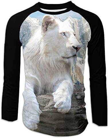 White Lion Men Fast Dry T-Shirt Novelty Baseball Tees Tops