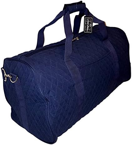 SazyBee Quilted 22 inch Duffel Duffle Bag - Custom Embroidery Available (Solid Navy)