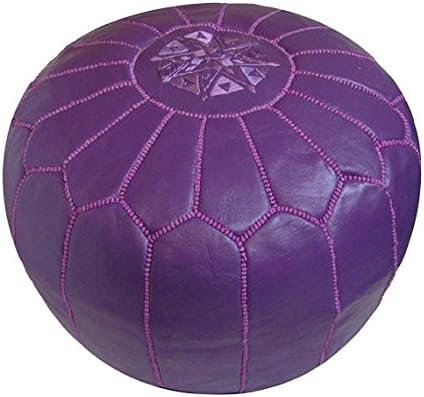 POUFATI Moroccan Leather Pouf Ottoman Unstuffed, Purple