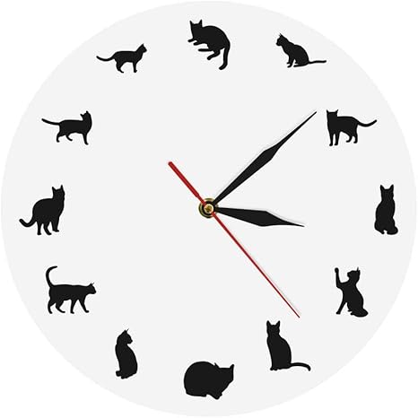 Amazon Co Jp 壁掛け時計 置き時計 掛け時計 おしゃれ 連続秒針 猫シルエット象徴的な壁時計動物ペット店装飾時計時計子猫子猫怠惰な猫 水晶壁時計猫恋人ギフト 耐久性丈夫 無騒音静音 防塵 インテリアおしゃれ 部屋装飾 プレゼント は部屋 教室 ベッドルーム バス