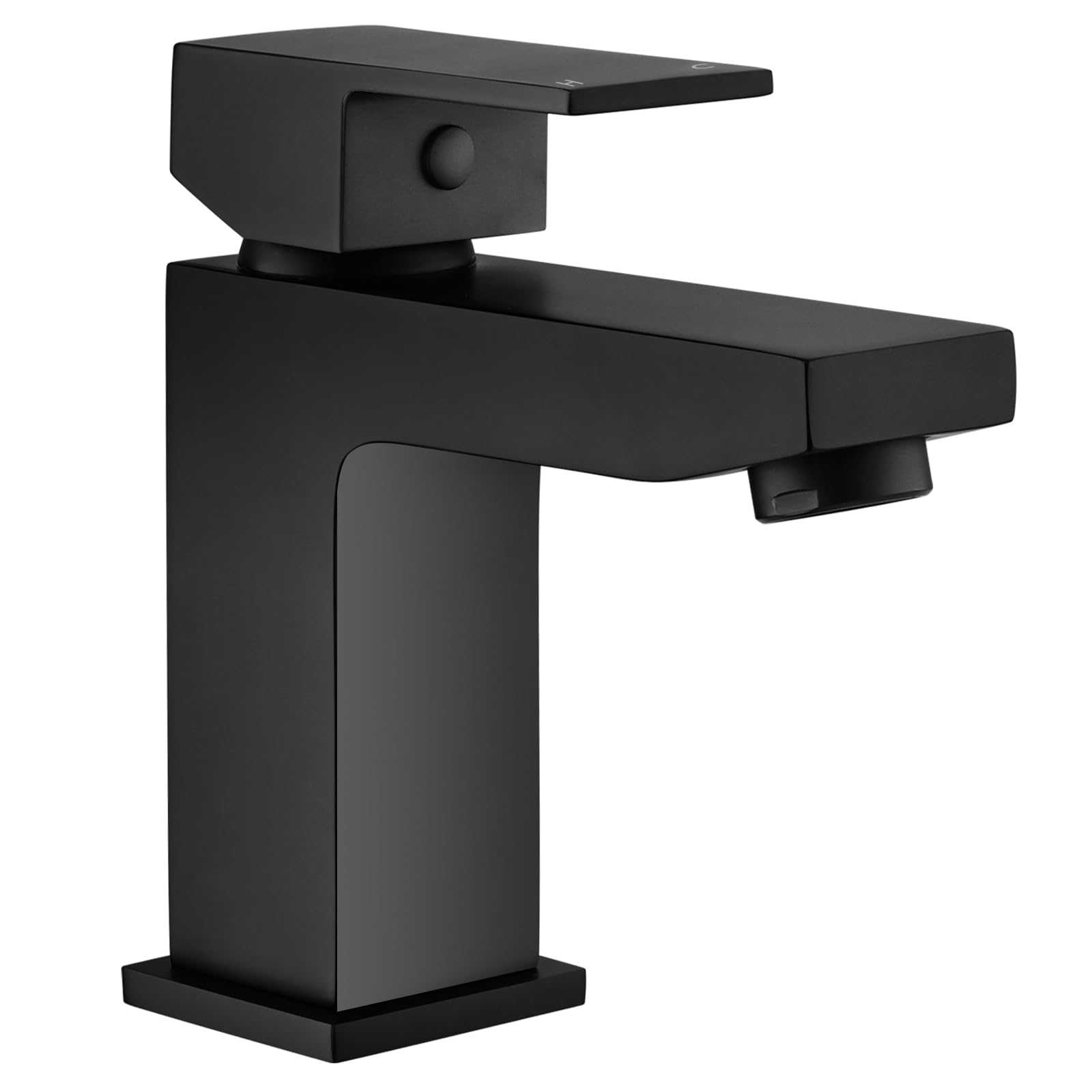 Bathroom Sink Taps Black Basin Taps Mixers, Modern Square Bathroom Taps Mono Single Lever Basin Mixer Tap for Bathroom, Washroom, Cloakroom, Matte Black
