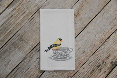 Goldfinch vintage tea cup tea towel