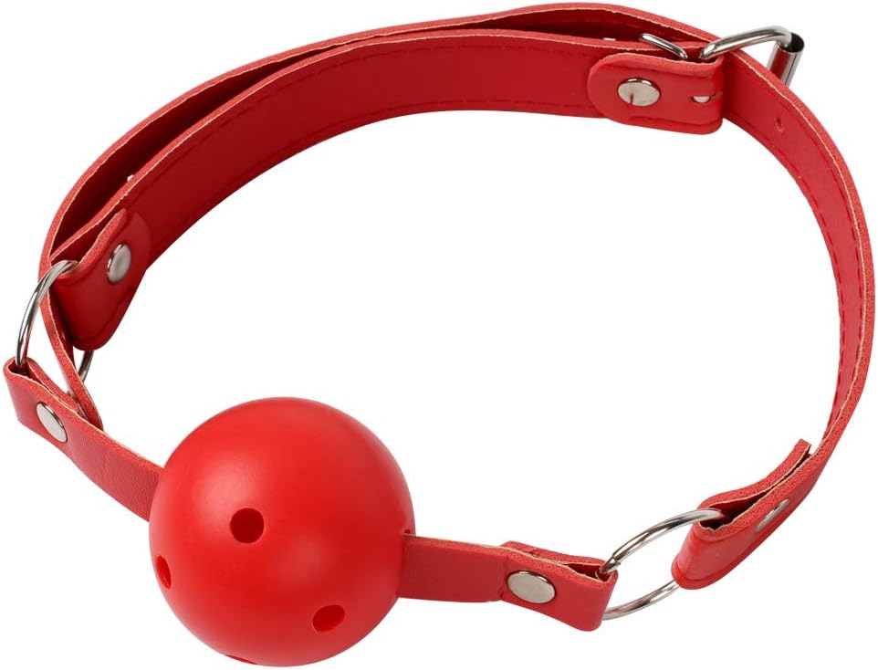 Adjustable Leather Collar Open Mouth (Red)