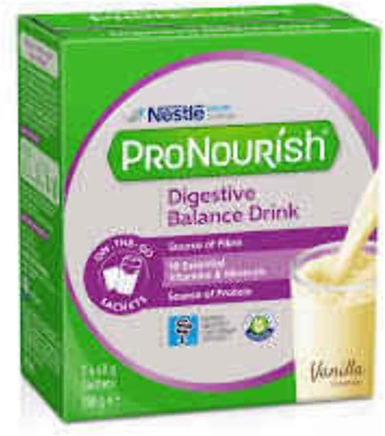 ProNourish Digestive Balance Drink - Ready To Mix Sachets- A Dietary & Energy Supplement Containing Fibre, Protein, 18 Vitamins & Minerals. Vanilla Flavor 40g x 7 Sachets