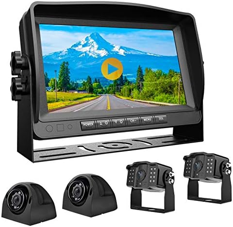 Xroose バックアップカメラ 大型9インチモニターキット付き Rvトレーラートラックfhdリア サイドビューカメラとレコーダー1080pスクリーン 車両バックアップ用 リバース ドライビングキャンパー モーターホーム 5thホイール Yx4用