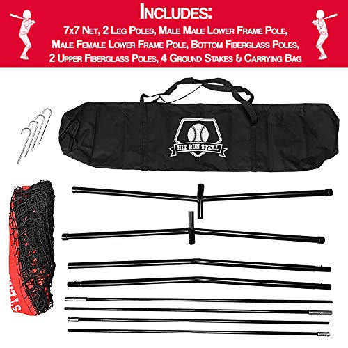 Hit Run Steal Heavy Duty Softball & Baseball Net with Carrying Bag, and
