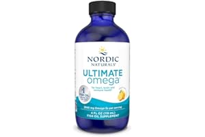 Nordic Naturals Ultimate Omega Liquid, Lemon Flavor - 4 oz - 2840 mg Omega-3 - High-Potency Omega-3 Fish Oil Supplement with EPA & DHA - Promotes Brain & Heart Health - Non-GMO - 24 Servings