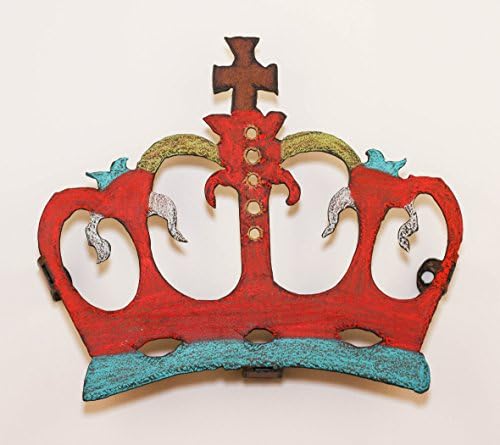 Metal 3D Crown In Turquoise, Red And Sage With Hanger Hole