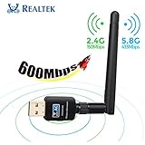 Etio Wireless USB Wifi Adapter - 600M Dual Band (2.4G/150Mbps+5.8G/433Mbps), USB WiFi Network Dongle Adapter, Support Windows XP/Vista/7/8/10 MacOS