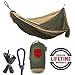 Grand Trunk Double Parachute Printed Nylon Hammock: Portable with Carabiners and Hanging Kit - Perfect for Outdoor Adventures, Backpacking, and Festivals, Olive Green/Khaki