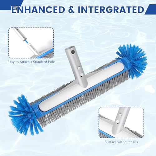 LALAGO Pool Brush, with 210 cm Adjustable Aluminium Bar, Pool Cleaning Brush, Brush Head with Handle, Cleaning Brush, Bottom Cleaning Brush (Set D)