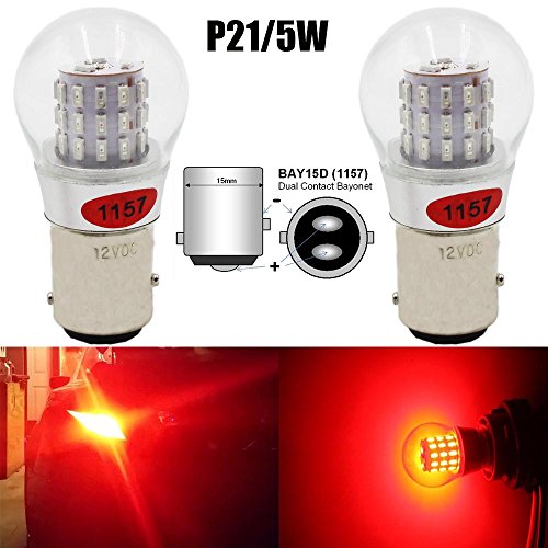 AMAZENAR 2-Pack 1157 BAY15D 1016 1034 7528 2057 2357 Extremely Bright Red LED Light 12V-DC, AK-3014 39 SMD Replacement Bulbs For Tail Brake Light Lamps