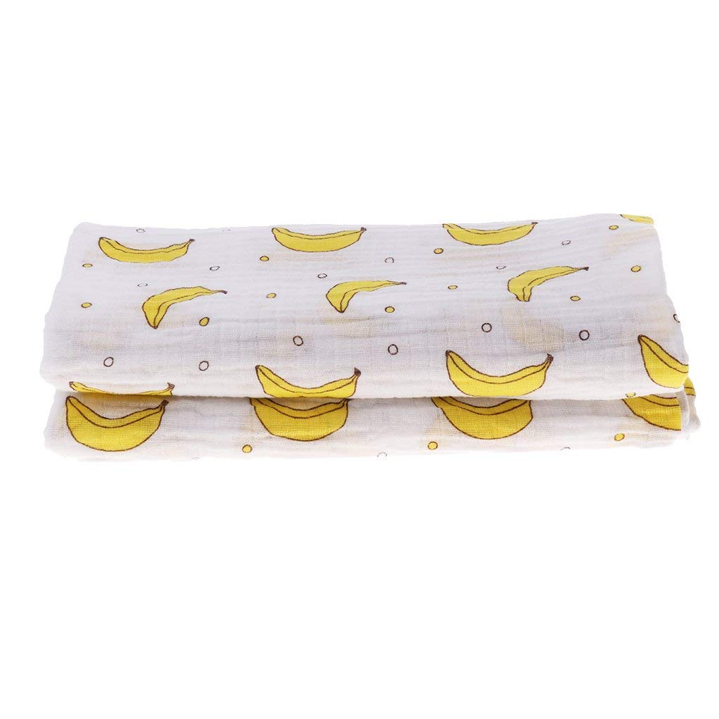 Muslin Swaddle Square Blankets Baby Receiving Blanket Wrap Swaddle Towel for Girl Shower Gift - Banana