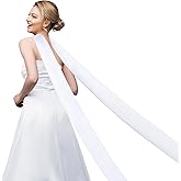 Yearntown 142 Inch Satin Bridal Neck Scarf Long Wedding Neck Scarf Length Draped Bride Wrap White Satin Shawl Bridal Wedding Wrap Long Evening Shawl for Women