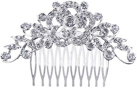 Lealux Vintage Hairpin Tiara Side Comb Mixed Crystal Sunburst Wedding Bridal Prom Hair Comb Retro Glam