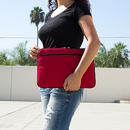 Kroo Tablet Sleeve Messenger Bag with Shoulder Strap Neoprene Protective Cover Case (Retro Red) - Thumbnail 5