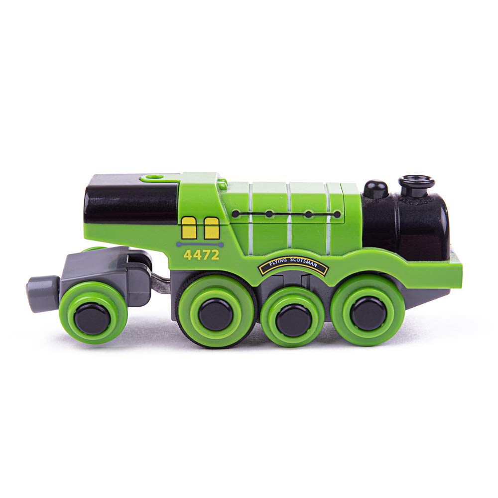Bigjigs Rail Flying Scotsman Battery Train - Compatible with Most Major Wooden Railway Set Brands, Motorised Train for Wooden Track
