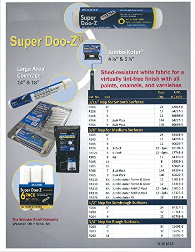 Wooster Brush RR721-9 Super Doo-Z Nap Rollers, 3/8-Inch, 6-Pack