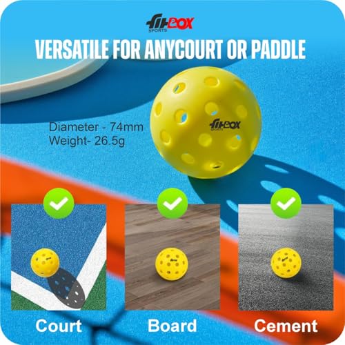 FitBox Sports Pickleball Balls Set of 3 – Bright, Durable Indoor & Outdoor Balls for Casual Play, 40 Hole Design – Great for Families & Beginners 3