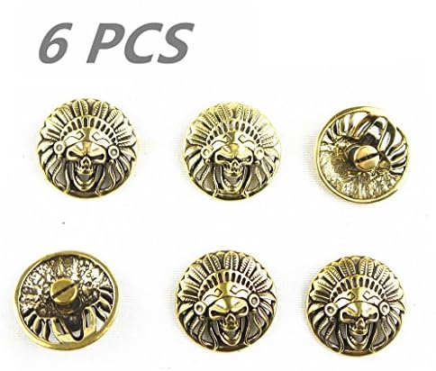 Yamu Leathercraft Solid Brass Skull Rivet Stud Punk Screw Back Decor Conchos
