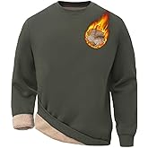 HODOSPORTS Mens Crewneck Sherpa Lined Sweatshirts Fleece Lined Pullover Shirts Warm Heavyweight Basic Tops Winter Clothes
