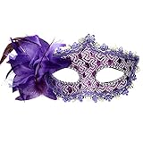 Anomasu Masquerade Party mask Venetian of Realistic Silicone Masquerade Half face Mask Halloween Costume (Purple)
