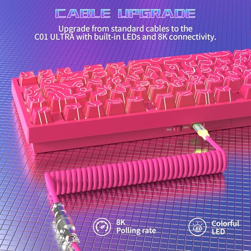 ATTACK SHARK R82 Wired 75% Gaming Keyboard, Magnetic Switches, 8K Hz, Ultra Precision 0.005 mm RT, RGB Backlighting, QWERTY, Sound Absorption, Includes C01ULTRA LED Cable (Contour Pink)