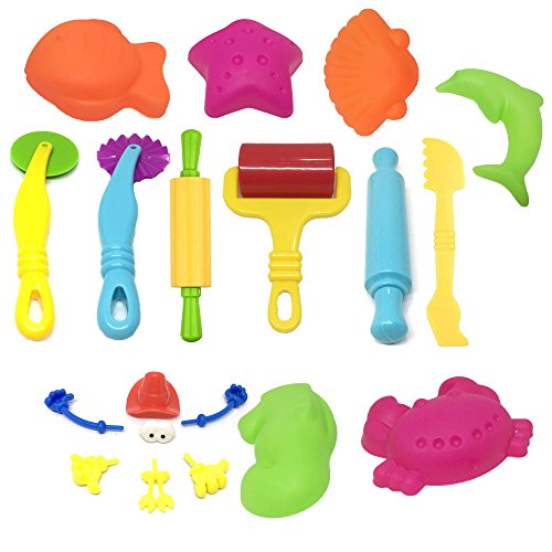 Popmall Play Dough Tools, Assortments Large-Size Pizza Dough Tools Modeling Dough Tools for Kids and Children, Large, Colorful and Non-Toxic