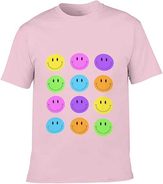 Cotton T Shirt Colorful Smiley Faces Children's Cool Essentials Top
