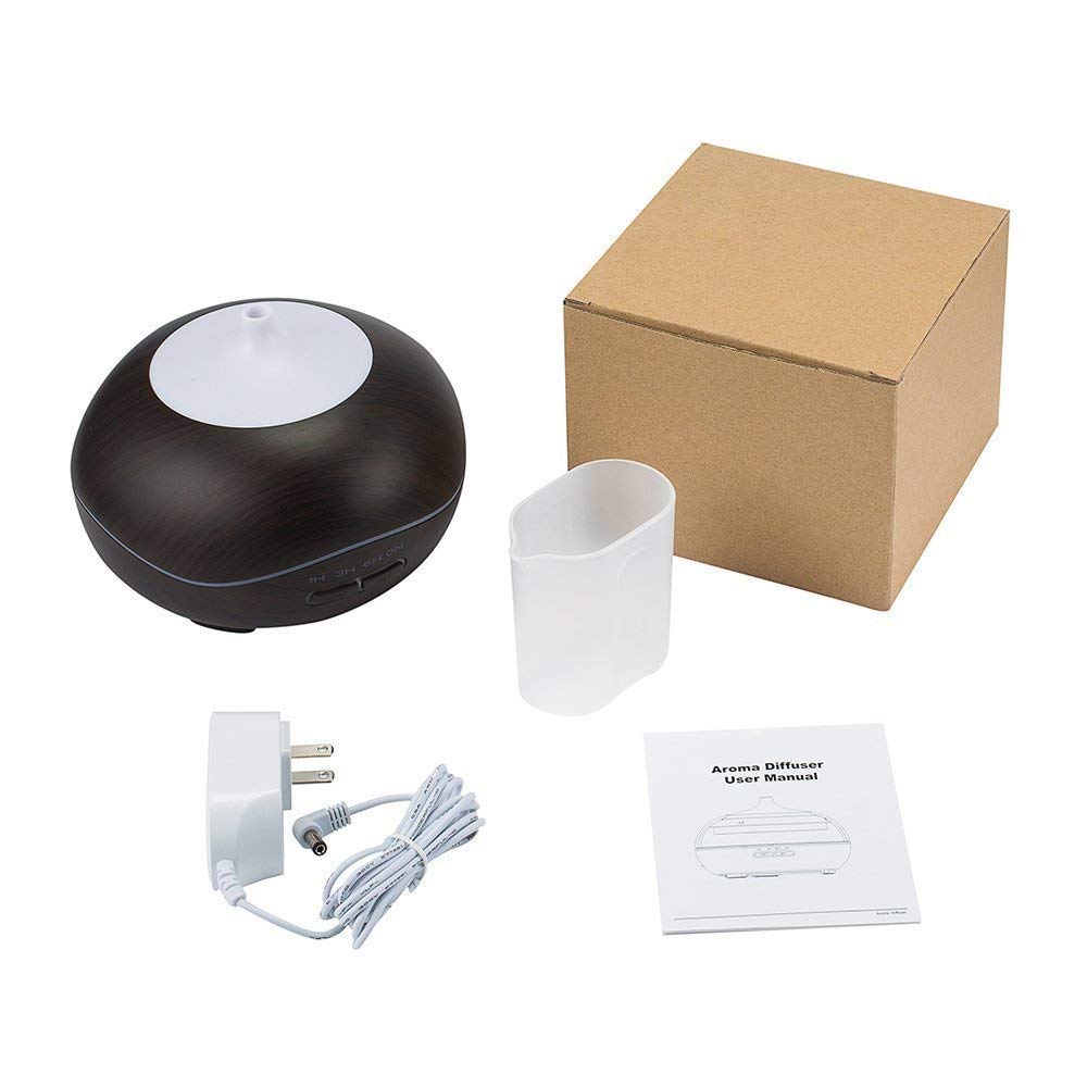 Essential Oil Diffuser, Cool Mist Ultrasonic Aroma Diffuser, Air Humidifier Wood Grain with Waterless Automatically Shut-off for Office Home Yoga Spa-Black …