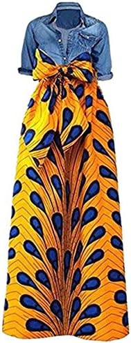 Shele Women's African Print Dashiki Long Maxi A Line High Waist Skirt Ball Gown(M-5XL)