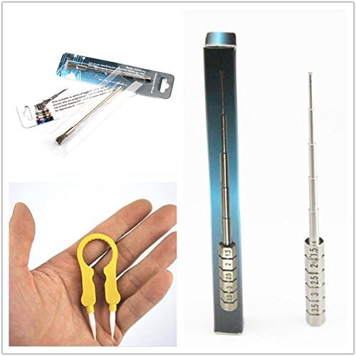 FanJazz 3pcs/set Wire Heat Resistant Antimagnetic Tweezers Spanner,Stainless Steel Coil Winding Rod Wire Wrapping Tool DIY 5 Resistance cleaning brush for rda rba rta atomizer heating wax dry herb