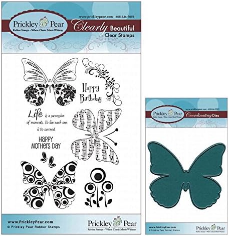 Prickley Pear Butterfly Clear Stamp and Die Set # 2 Butterflies - CLR001A & PPRS-D001 - Bundle 2 Items