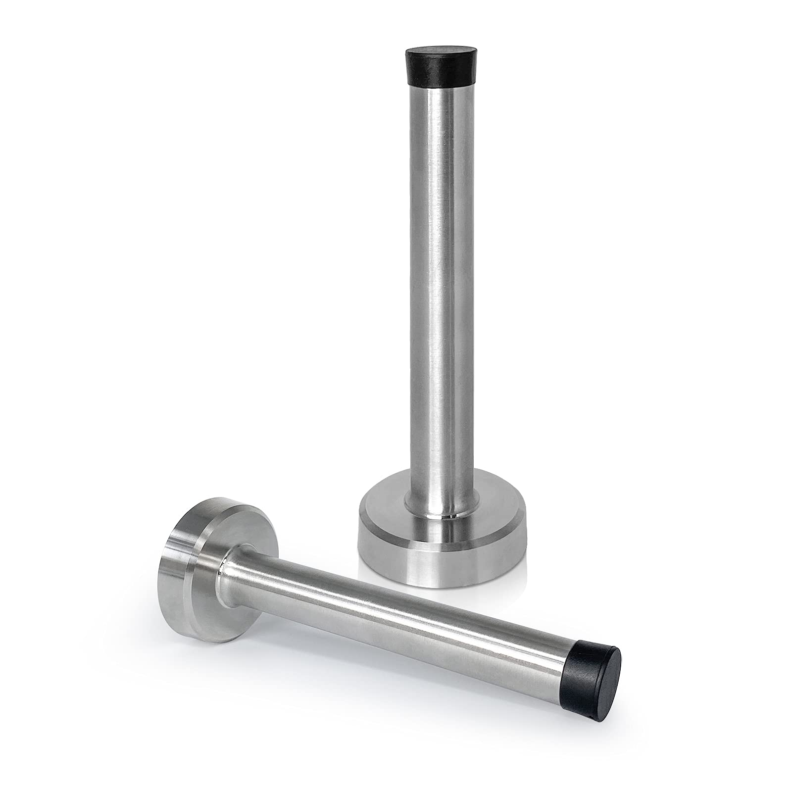 Long Door Stoppers, 5 Inch Door Stops Wall Mounted Stainless Steel Doorstops, Brushed Nickel Doorstops for Skirting with Bumper Rubber Tip,120mm