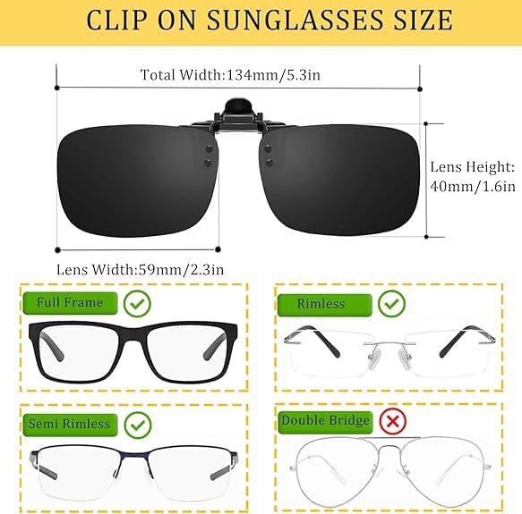 Eulihent Set of 4 Polarized Sunglasses Clip-On Sunglasses, Overlapping Sunglasses, Anti-Glare UV400, 180° Flip Glasses Clip for Men & Women