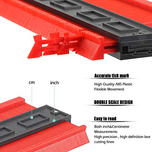 Contour Gauge Duplicator Faminess 2Pack Wider Irregular Shape Copying Ultimate Template Tool,Profile Gauges Plastic Contour Duplications Gauge Copy Irregular Shapes Measuring for Corners and Contoured