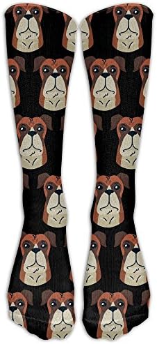 DaSOC Boxer Dog Pattern Unisex Novelty Premium Calf High Athletic Socks Fashional Tube Stockings Size 6-10