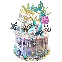 Glitter Mermaid Cake Topper Happy Birthday Decoration Baby Shower Birthday Party Supplies Cake Decoration